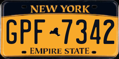 NY license plate GPF7342