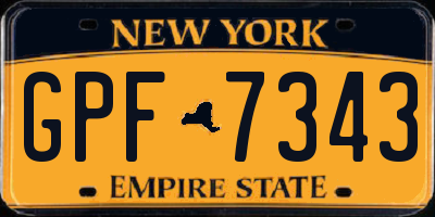 NY license plate GPF7343