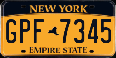 NY license plate GPF7345