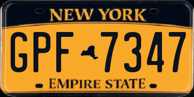 NY license plate GPF7347