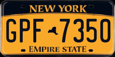 NY license plate GPF7350