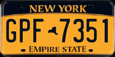 NY license plate GPF7351
