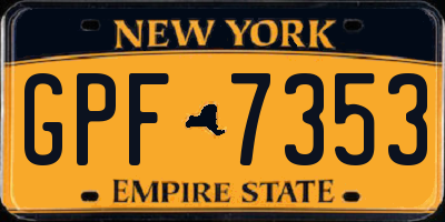 NY license plate GPF7353