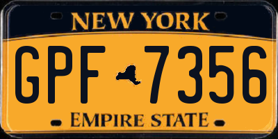 NY license plate GPF7356