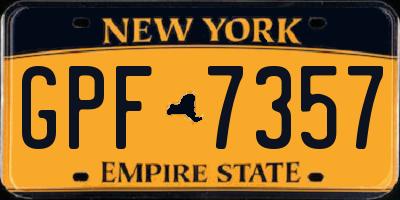 NY license plate GPF7357
