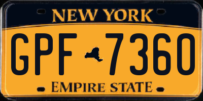 NY license plate GPF7360