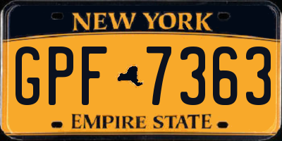 NY license plate GPF7363