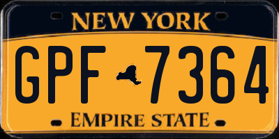 NY license plate GPF7364