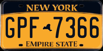 NY license plate GPF7366