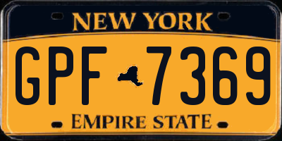 NY license plate GPF7369