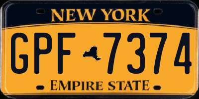NY license plate GPF7374