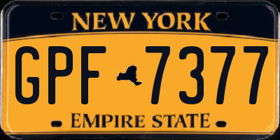 NY license plate GPF7377