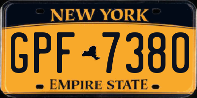 NY license plate GPF7380