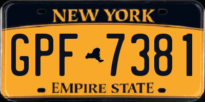 NY license plate GPF7381