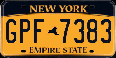 NY license plate GPF7383