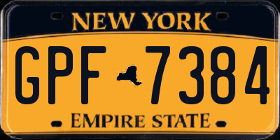 NY license plate GPF7384