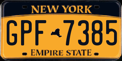 NY license plate GPF7385