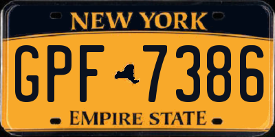 NY license plate GPF7386