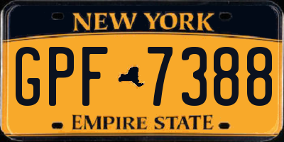 NY license plate GPF7388