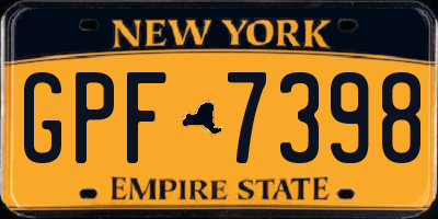 NY license plate GPF7398