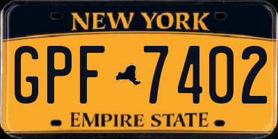 NY license plate GPF7402