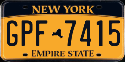 NY license plate GPF7415