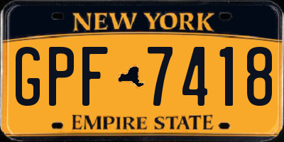 NY license plate GPF7418