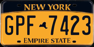 NY license plate GPF7423