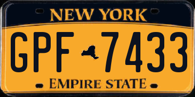 NY license plate GPF7433