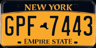 NY license plate GPF7443