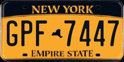 NY license plate GPF7447