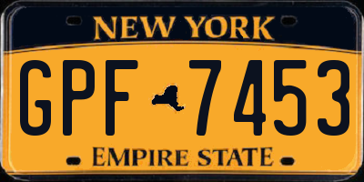 NY license plate GPF7453