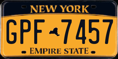 NY license plate GPF7457