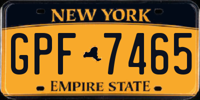 NY license plate GPF7465