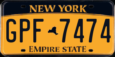 NY license plate GPF7474