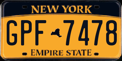 NY license plate GPF7478