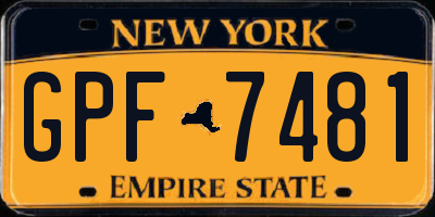 NY license plate GPF7481