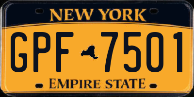 NY license plate GPF7501