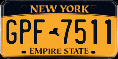 NY license plate GPF7511