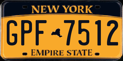 NY license plate GPF7512