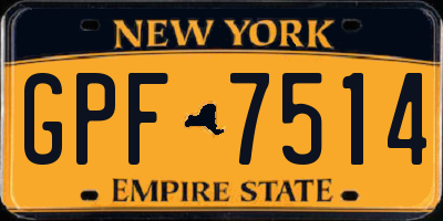 NY license plate GPF7514