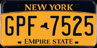 NY license plate GPF7525