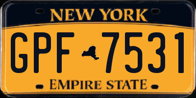 NY license plate GPF7531