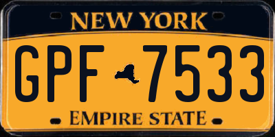 NY license plate GPF7533