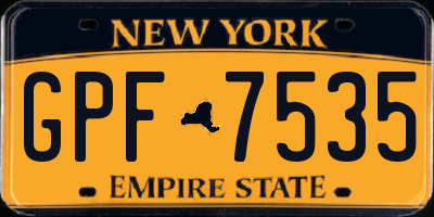 NY license plate GPF7535