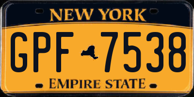 NY license plate GPF7538
