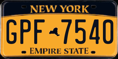 NY license plate GPF7540