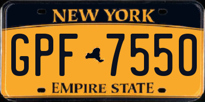 NY license plate GPF7550