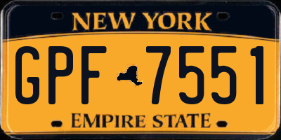 NY license plate GPF7551