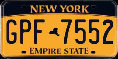 NY license plate GPF7552
